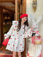 Strawberry Peterpan Collar Ruffle Mini Dress