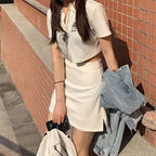Teddy Bear Embroidery Polo Collar Short Sleeve Shirt