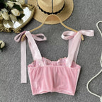 Pink Rose Lace Up Bustier Top