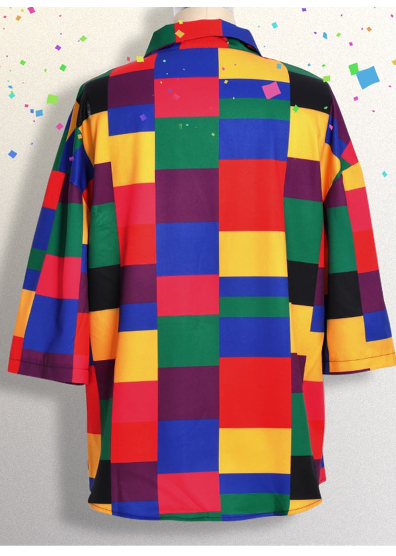 Cute Vintage Geometric Pattern Rainbow Blouse Oversized Short Sleeve Shirt Tee T-shirt E-Girl Kawaii Korean Japanese Harajuku Chinese Retro Streetwear