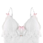 White Lace Bow Sheer Corset Top