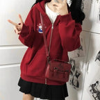 Cat Print Zipper Hoodie