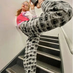 Graffiti Eye Print High Waist Pants