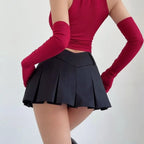 Black V Shape Low Waist Mini Skirt