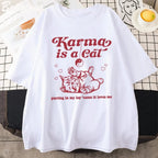 Karma Cat Print Short Sleeve T-shirt