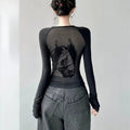 Black Angel Mesh Long Sleeve Shirt