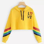 Love Letter Rainbow LGBT Cropped Hoodie Sweatshirt Pullover Long Sleeve Tee Shirt T-shirt Top E-Girl Kawaii Korean Japanese Harajuku Streetwear
