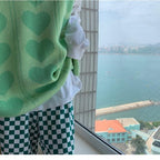 Heart Knit V Neck Loose Sweater Vest
