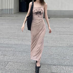 Cat Graphic Print Split Long Dress