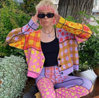 Funky Colorful Pattern Sweater Cardigan