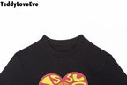 Cute Black Alien Girl Cartoon Graphic Casual Short Sleeve Shirt Tee T-shirt E-Girl Kawaii Korean Japanese Harajuku Chinese Retro Streetwear Aesthetic