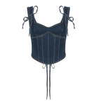 Blue Denim Corset Bandage Tank Top