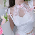 Sweet Bow Patchwork Tank Top