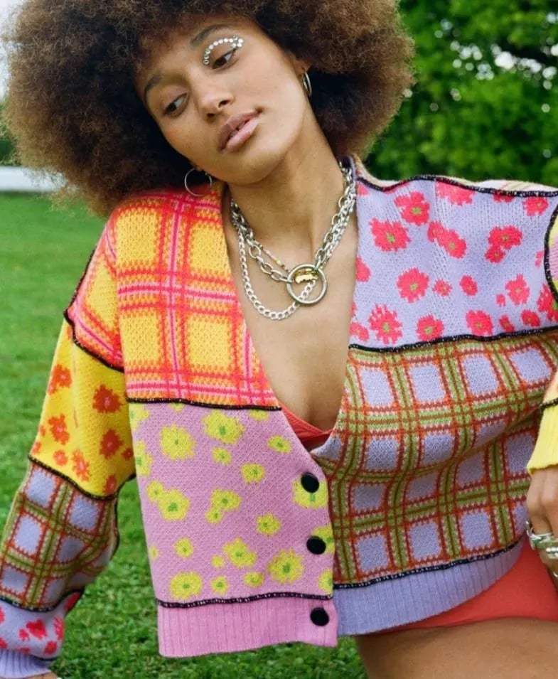 Funky Colorful Pattern Sweater Cardigan