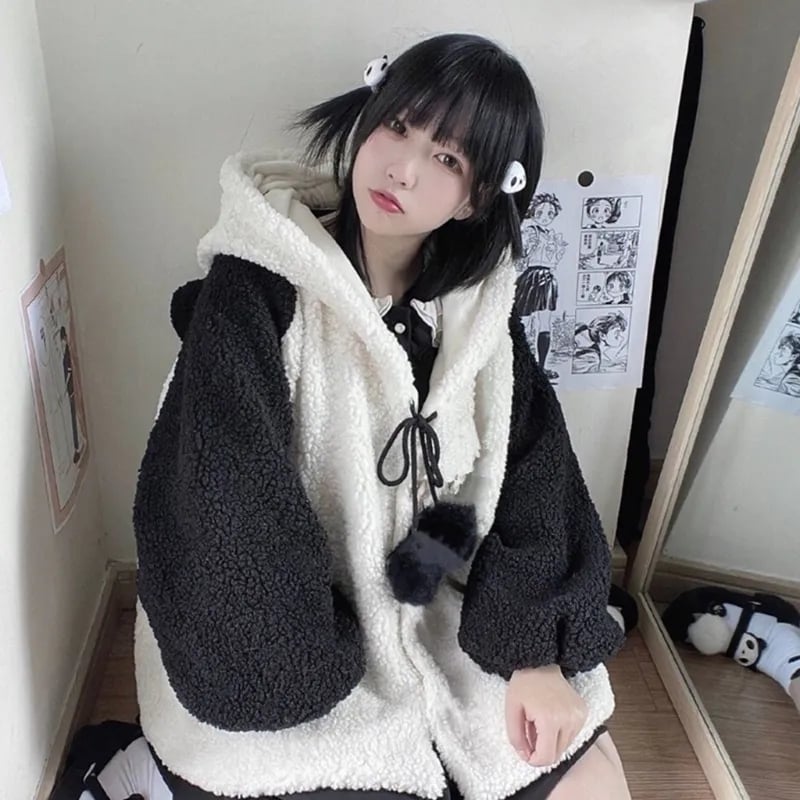 Panda Bear Ear Fleece Hoodie