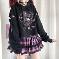 Rabbit Punk Print Hollow Out Hoodie