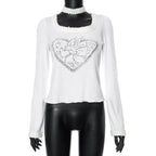 White Heart Fairy Print Long Sleeve Shirt