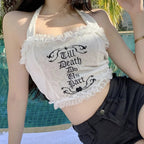 White Embroidery Lace Halter Top