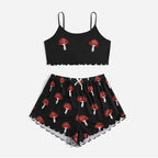 2PCS Mushroom Camisole + Shorts Pajama Set