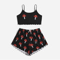 2PCS Mushroom Camisole + Shorts Pajama Set