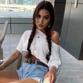 White Loose Cropped Short Sleeve Shirt
