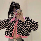 Black & White Checkered Long Sleeve Sweater