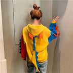 Dinosaur Colourful Cartoon Casual Loose Oversized Hoodie Sweater Sweatshirt Long Sleeve Pullover E-Girl Kawaii Korean Japanese Harajuku Streetwear
