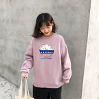 Dumpling Ramen Food Cartoon Print Loose Oversized Long Sleeve Sweatshirt Sweater Pullover Causal E-Girl Kawaii Korean Japanese Harajuku Streetwear