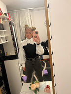 Puff Ruffle Collar Long Sleeve Blouse