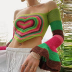 Heart Crochet Knit Crop Top