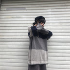Grey Stripe Patchwork Sweater