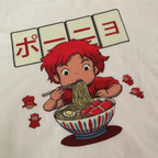 Cute Vintage Anime Noodle Ramen Cartoon Funny Short Sleeve Shirt Tee T-shirt E-Girl Kawaii Korean Japanese Harajuku Chinese Retro Streetwear Aesthetic