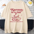 Karma Cat Print Short Sleeve T-shirt