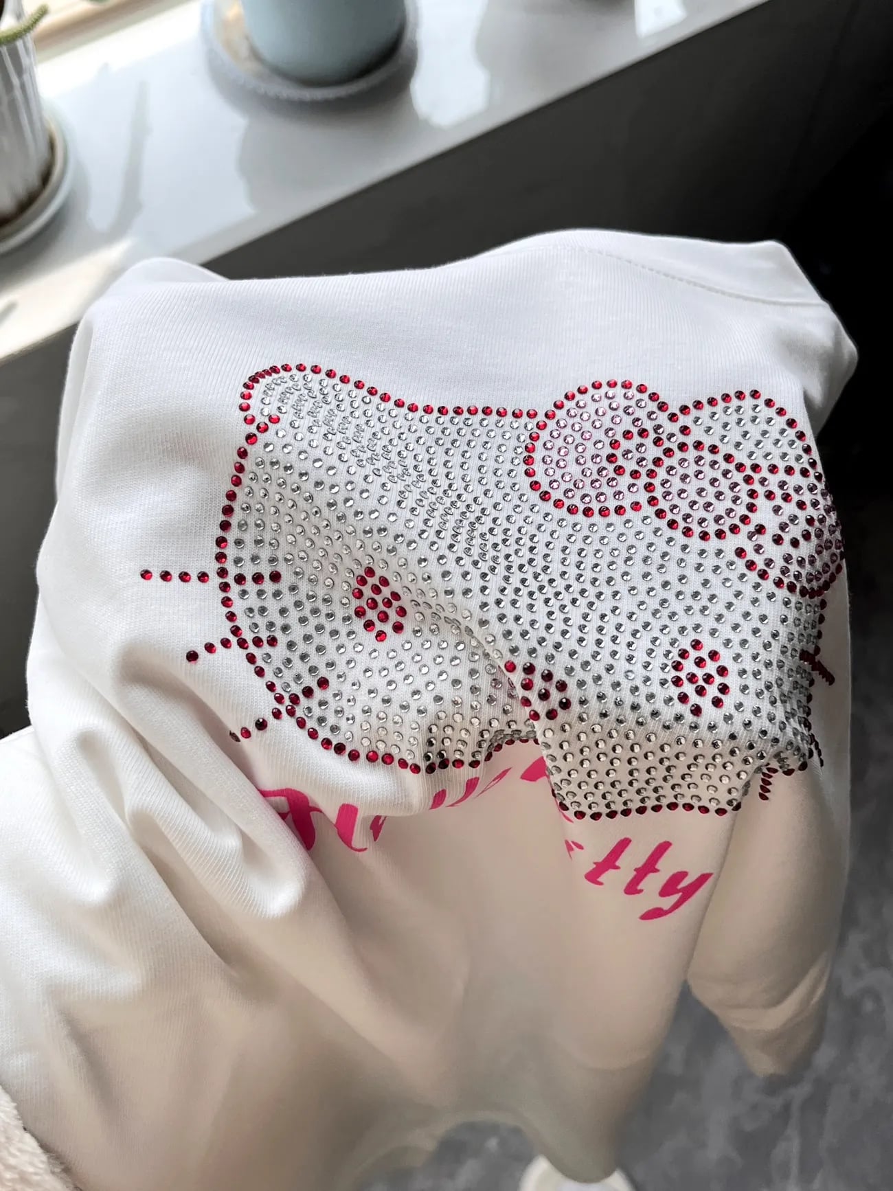 Kitty Cat Anime Rhinestone Short Sleeve T-shirt