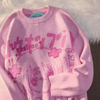 Anime Girl Oversized Knit Long Sleeve Sweater