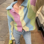 Rainbow Color Block Cardigan