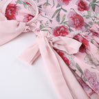Pink Rose Lace Up Mini Dress