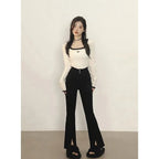 Black Bow Fluffy Square Collar Jumper