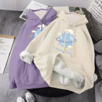 Cute Dog Poodle Earth Cartoon Print Oversized Loose Hoodie Sweater Sweatshirt Pullober Jumper Casual E-Girl Kawaii Korean Japanese Harajuku Streetwear