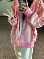 Pink Stripe Zip Up Jacket