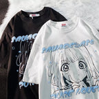 Anime Girl Graphic Print Loose Short Sleeve T-shirt