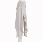 Drawstring Split Low Rise Maxi Skirt