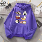 Cute Cat Sushi Cartoon Print Oversized Hoodie Fleece Sweatshirt Pullover Aesthetic Casual E-Girl Kawaii Korean Japanese Harajuku