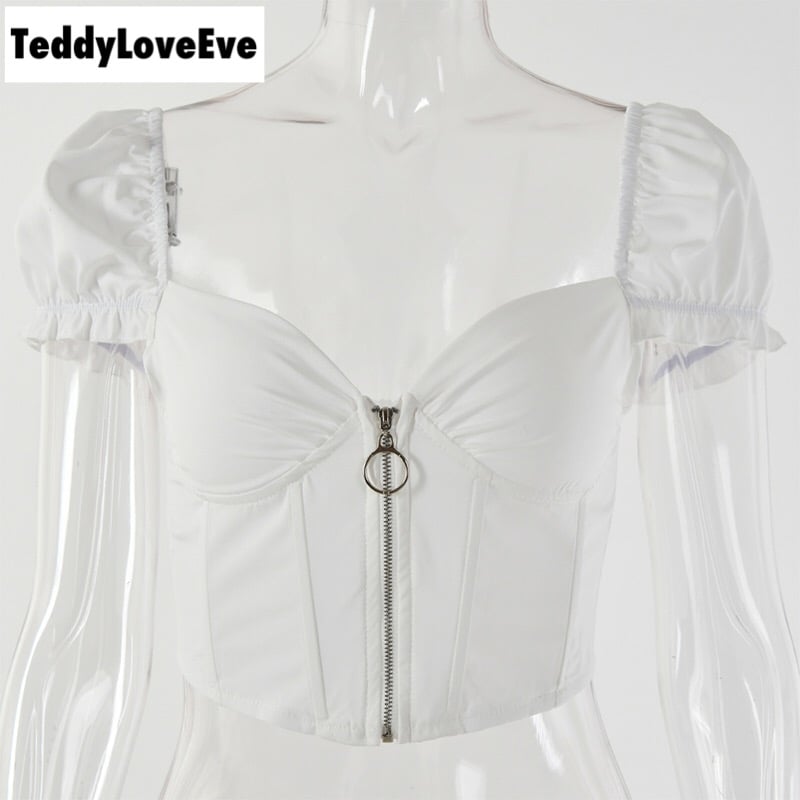 Cute Sexy V Neck Corset Backless Summer Zipper Beach Crop Shirt Tee T-shirt E-Girl Kawaii Korean Japanese Harajuku Chinese Retro Streetwear Aesthetic