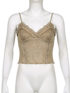 Brown Khaki Crop Top