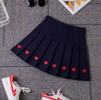 Cute Love Heart Pleated High Waist A-line Mini Skirt Summer Aesthetic Casual E-Girl Kawaii Korean Japanese Harajuku