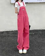 Pink Denim Overall Pants