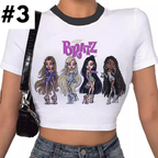 Doll Cartoon Graphic Print White Short Sleeve T-shirt
