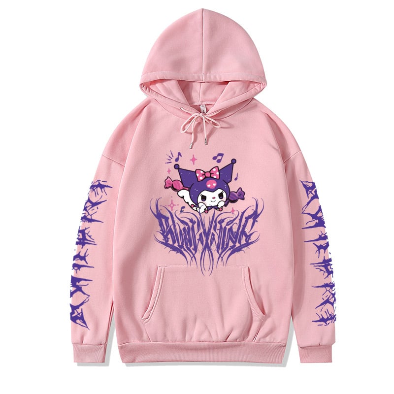 Japanese Anime Print Long Sleeve Hoodie