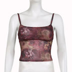 Grunge Floral Print Crop Top